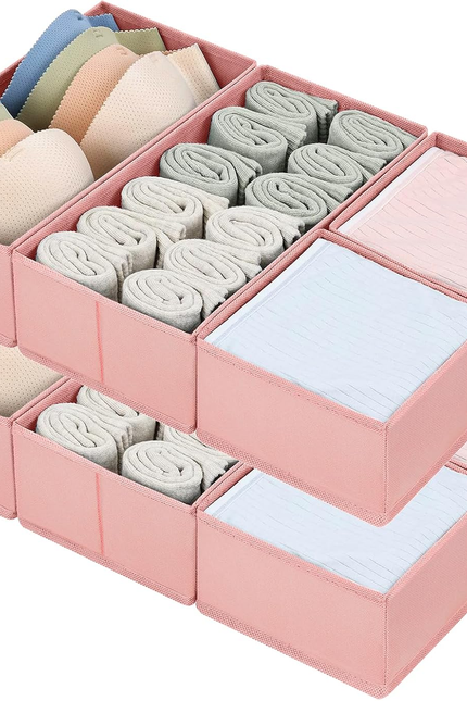 Drawer Organizers Clothes, Set of 4 Dresser Organizer Bins, Fabric Closet Organi
