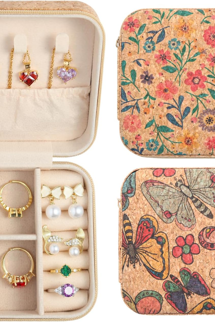 2-Pack Travel Jewelry Organizer Case – Retro Print Portable Boxes
