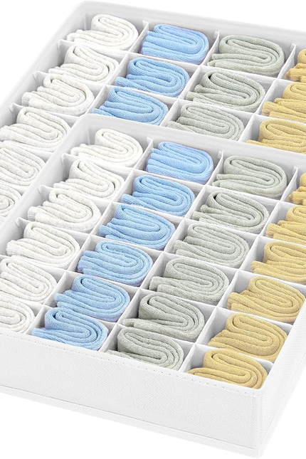 Sock Drawer Organizer Divider, 16-Cell Underwear Organizers and Storage Fabric D