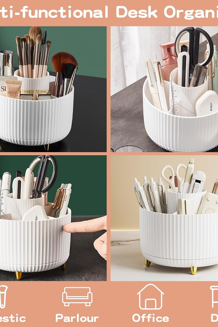 360° Rotating Desktop Women Brush Holder Organizer, Makeup Organizers Countertop