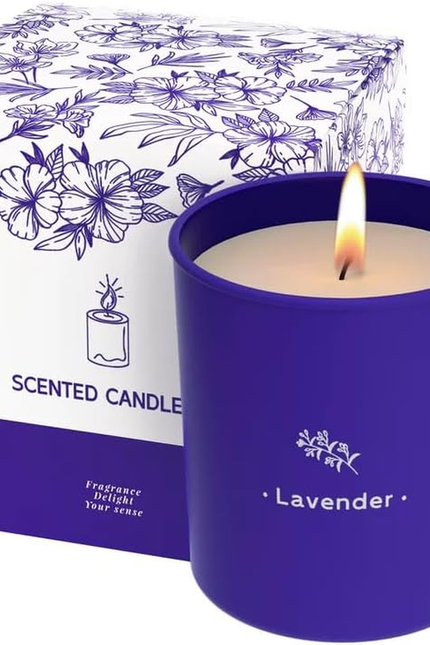 Lavender Candles for Home Scented, 8 Oz Scented Candles Present, Purple Jar Wax,