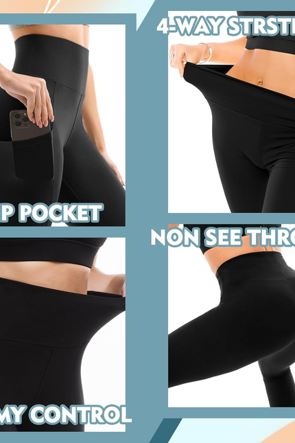 SINOPHANT High Waisted Leggings with Pockets Women, Full Length Capri Buttery So