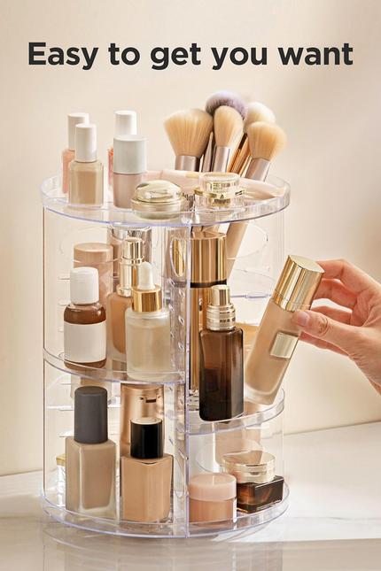 360 Rotating Makeup Organizer Adjustable Carousel Small Capacity Revolving Perfu