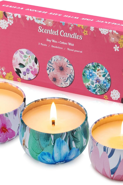 3 Pack Scented Candles, 2.5 Oz Aromatherapy Candles with Floral Scents,Soy Candl