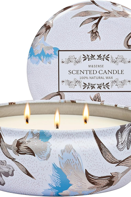 Peach Scented Candles 12Oz 40 Hour Long Lasting, 3 Wick Soy Candles for Home Sce