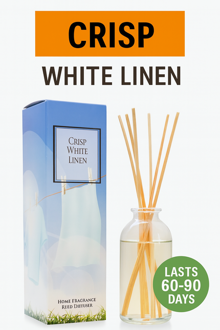 Crisp White Linen Reed Diffuser Gift Set | with Citrus, Ozone, Ylang-Ylang, Lili