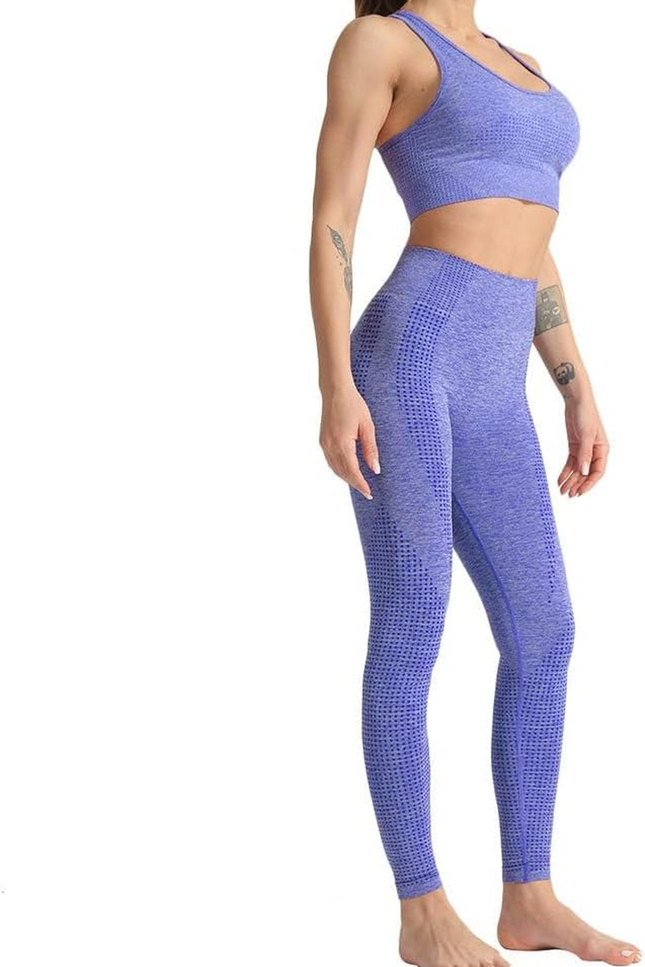 Women 2 Piece Workout Outfits Sports Bra Seamless Leggings Yoga Gym Activewear S