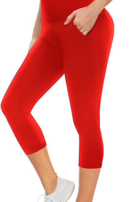 Leggings with Pockets for Women - High Waist Tummy Control Yoga Pants Running Gy
