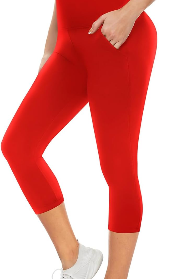 Leggings with Pockets for Women - High Waist Tummy Control Yoga Pants Running Gy