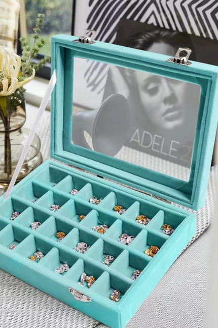 Jewelry Box 24 Grid Velvet Earrings Holder Tray Detachable Earring Case Jewelry 