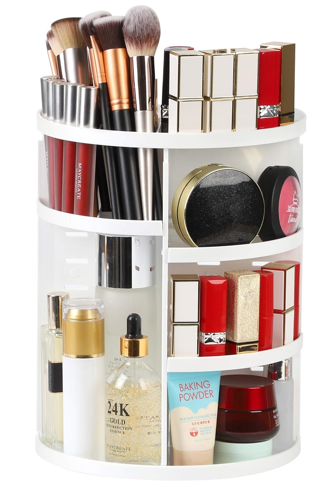 360 Rotating Makeup Organizer, DIY Adjustable Bathroom Makeup Carousel Spinning 