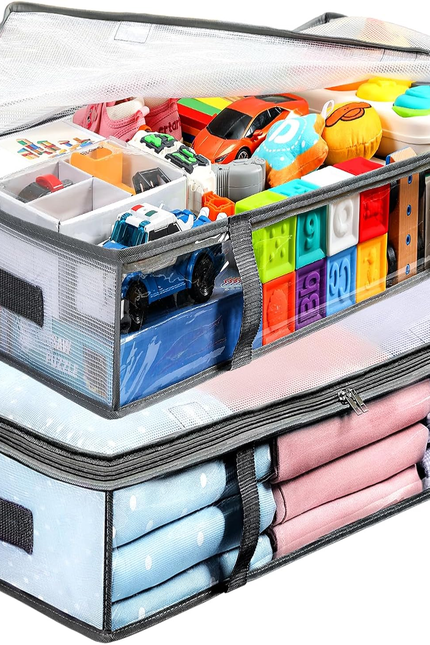 2 Pack under Bed Storage Containers Bins, Humid-Proof Plastic Underbed Storage B