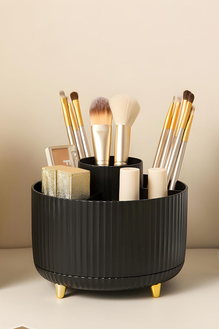 Makeup Brush Holder Organizer,360° Rotating Makeup Brush Organizer,5 Slot Make u