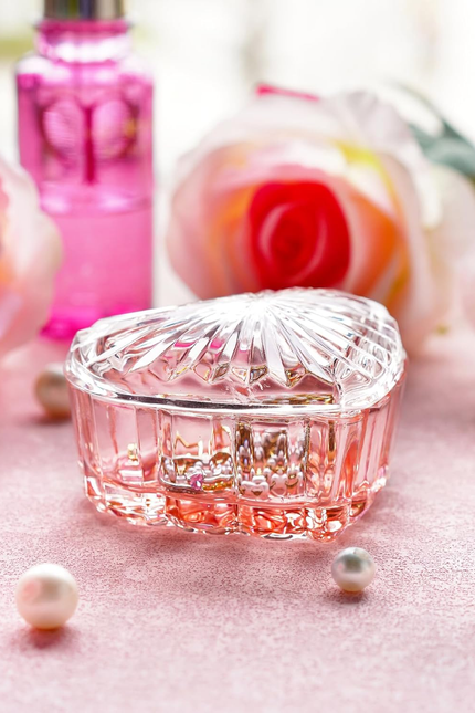 Glass Heart Shaped Jewelry Box Candy Dish with Lid Ring Earring Trinket Storage 
