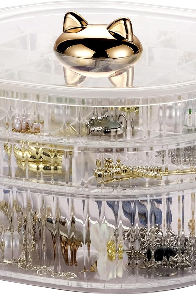 3-Layer Clear Acrylic Jewelry Organizer Box – Stackable Ring & Earring Storage