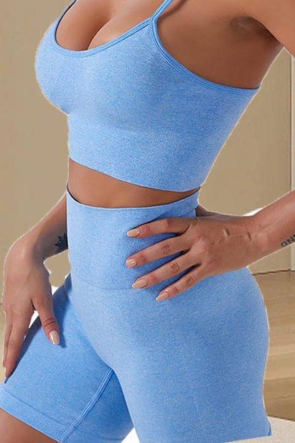 HANERDUN Yoga 2 Piece Outfit Workout Gym High Waist Leggings with Sport Bra Set 
