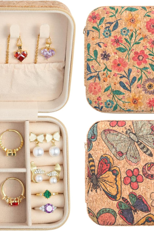 2-Pack Travel Jewelry Organizer Case – Retro Print Portable Boxes