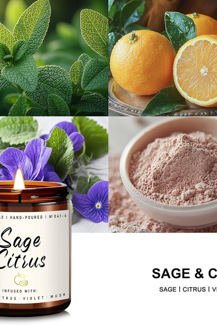 Scented Candle for Home | Sage Citrus Candle | Aromatherapy Candles - Soy Candle