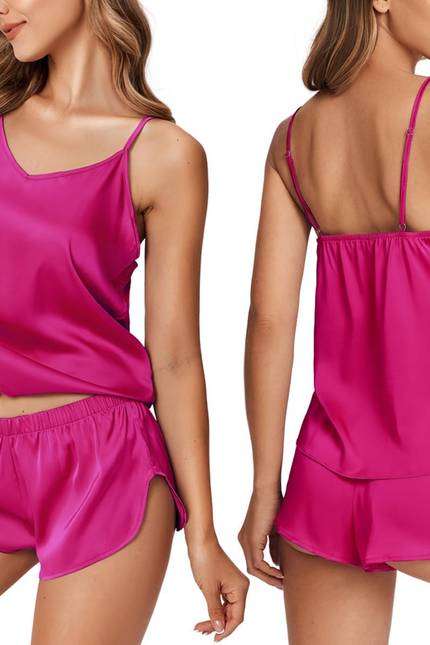 Silk Pjs for Women Satin Pajamas Set Lingerie Camisole Pajamas Cami Shorts Set N
