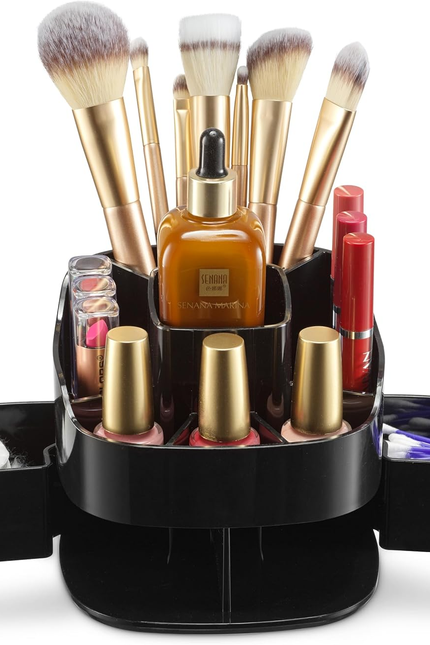 Masirs 360 Rotating Makeup Organizer Countertop - Adjustable Shelf Height - the 