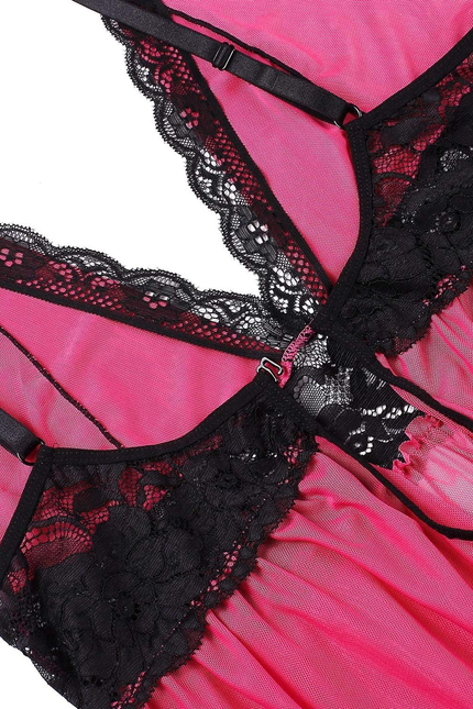 Women plus Size Lingerie Set Sexy Lace Babydoll Lingerie Dress Chemise Sleepwear