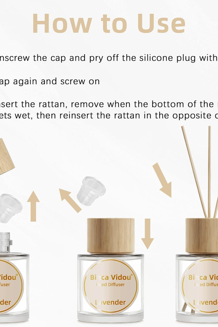 Reed Diffuser Set, Binca Vidou Lavender & Osmanthus Natural Perfume Scent Oil Di