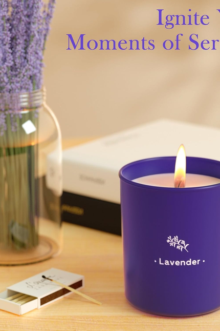 Lavender Candles for Home Scented, 8 Oz Scented Candles Present, Purple Jar Wax,