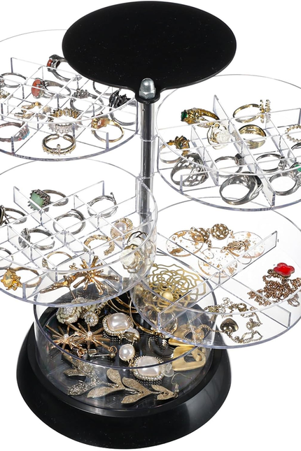 360 Degree Rotating Jewelry Box for Girls,Small Jewelry Organizer Box and Earrin