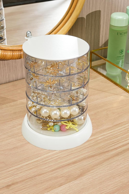 360 Degree Rotating Jewelry Box for Girls,Small Jewelry Organizer Box and Earrin