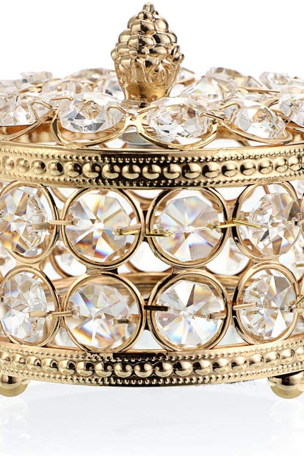 Crystal Mirrored Jewelry Box Jewelry Trinket Organizer Box Home Decor Ring Earri