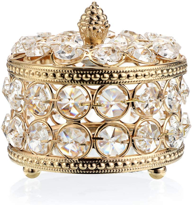 Crystal Mirrored Jewelry Box Jewelry Trinket Organizer Box Home Decor Ring Earri