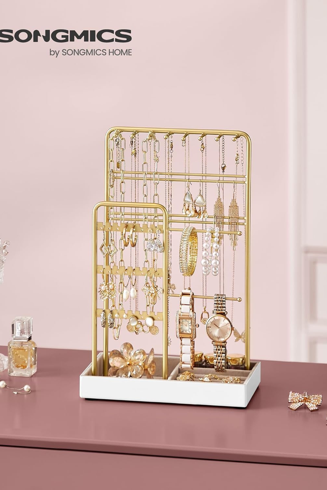 Jewelry Holder, Jewelry Organizer, Jewelry Display Stand with Metal Frame, Velve