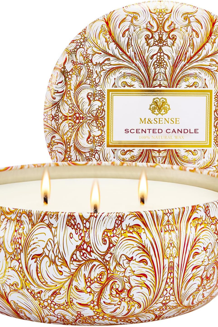Peach Scented Candles 12Oz 40 Hour Long Lasting, 3 Wick Soy Candles for Home Sce