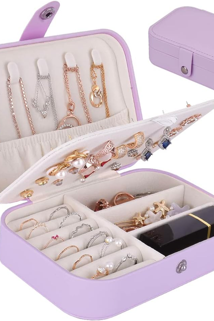 Jiemei Jewelry Box, Travel Jewelry Organizer Cases with Doubel Layer for Women’S