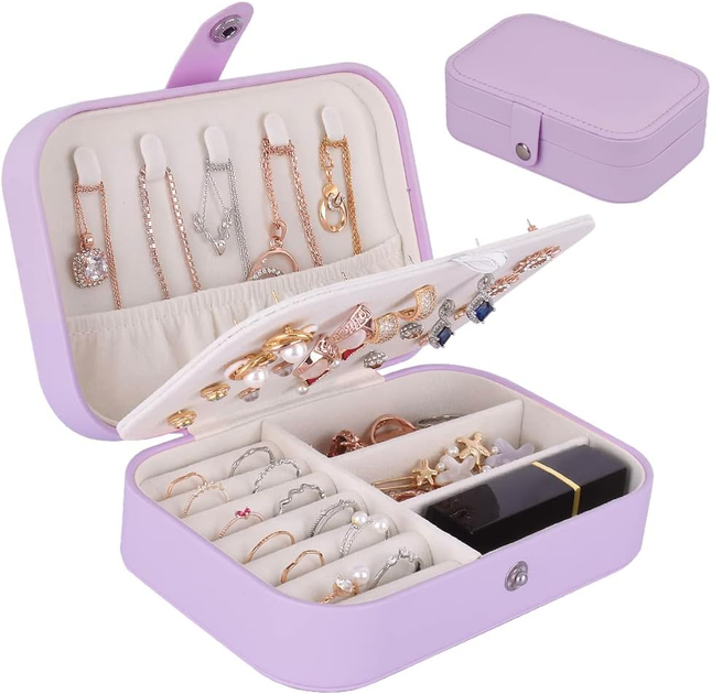 Jiemei Jewelry Box, Travel Jewelry Organizer Cases with Doubel Layer for Women’S
