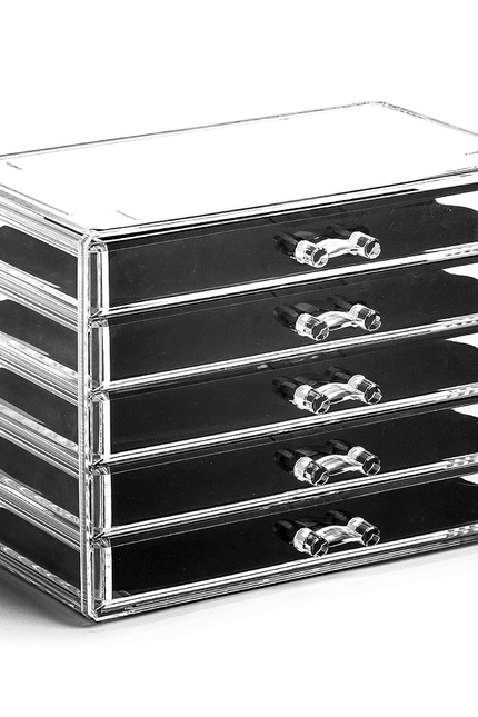 BINO the MANHATTAN SERIES Acrylic Makeup Drawer Organizer- 5 Drawers | Clear Bea