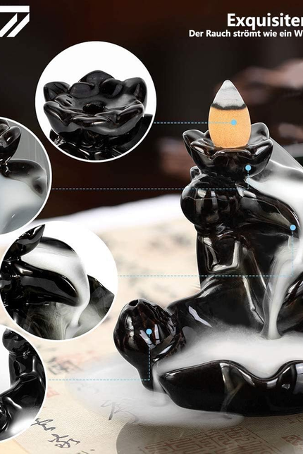 Waterfall Incense Holder Backflow Cone Ceramic Burner Handcrafted Porcelain Cens