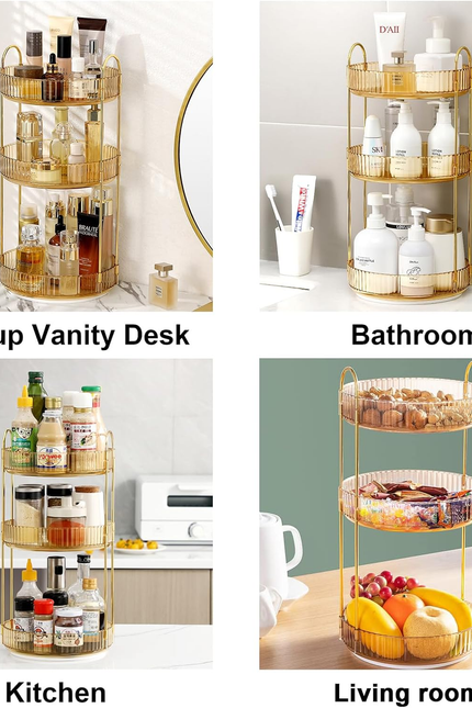 360 Rotating Makeup Organizer for Vanity, Bathroom Countertop Spinning Perfume O