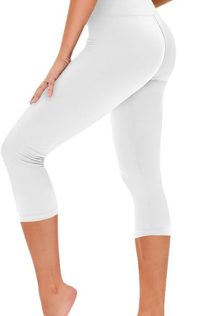 Capri Leggings for Women - Tummy Control Black Leggings with Pockets High Waiste
