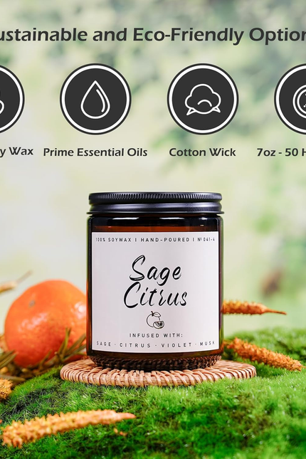 Scented Candle for Home | Sage Citrus Candle | Aromatherapy Candles - Soy Candle