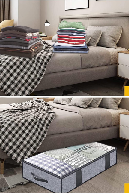 Foldable Underbed Bags 2 Pack - Blankets Clothes Comforters Storage Bag Breathab
