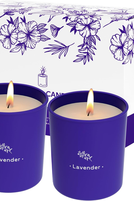 Lavender Candles for Home Scented, 8 Oz Scented Candles Present, Purple Jar Wax,