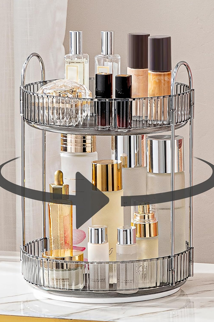 360 Rotating Makeup Organizer for Vanity, Bathroom Countertop Spinning Perfume O