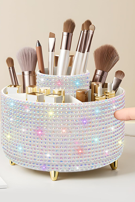 Makeup Brush Holder Organizer,360° Rotating Makeup Brush Organizer,5 Slot Make u
