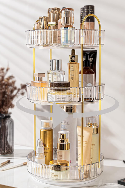 360 Rotating Makeup Organizer for Vanity, Bathroom Countertop Spinning Perfume O