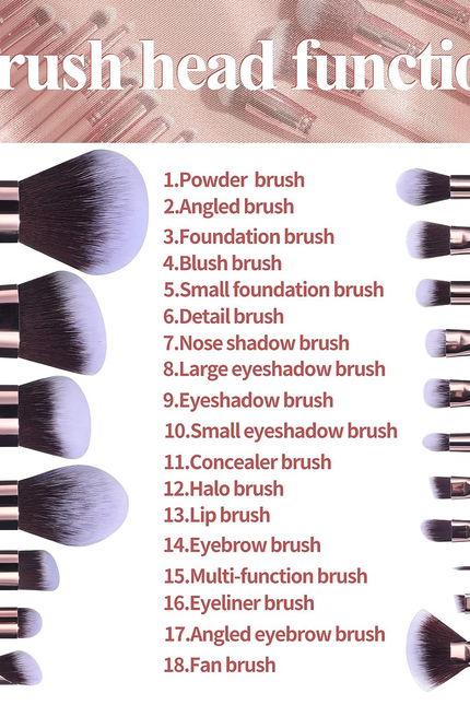  Makeup Brushes Premium Synthetic Foundation Powder Concealers Eye Shadows 18 Pc