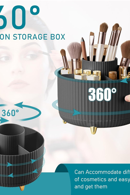 Makeup Brush Holder Organizer,360° Rotating Makeup Brush Organizer,5 Slot Make u