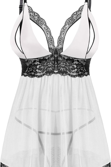 Women plus Size Lingerie Set Sexy Lace Babydoll Lingerie Dress Chemise Sleepwear