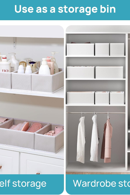 6 Pack Drawer Organizer for Clothes, Dresser Drawer Organizer Bins, Foldable Fab