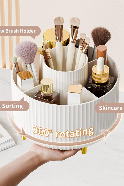 360° Rotating Desktop Women Brush Holder Organizer, Makeup Organizers Countertop
